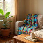 Throw Sherpa Blanket ,Dakota Turquoise